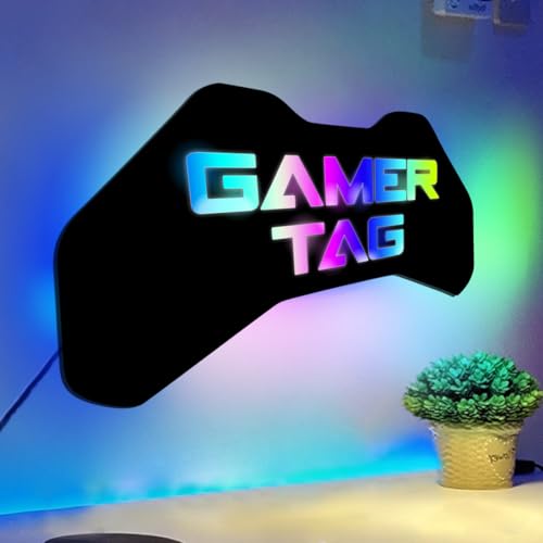 Benutzerdefinierte Name Bunte Licht Gamer Tag Neon Zeichen, Personalisierte Spielraum Neon Zeichen für Wanddekoration, Dimmbare Gamer Led Lights Zeichen, USB Powered Gamer Geschenke (Acryl-03) von ASD Jewerly