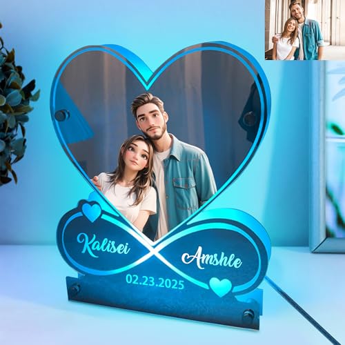 Benutzerdefinierte Valentinstag Unendlichkeit Liebe Herz Spiegel Licht, personalisierte Foto Unendlichkeit Liebe Name LED Licht Spiegel Bilderrahmen, Paare Name Spiegel Nacht Licht Geschenke (S08) von ASD Jewerly