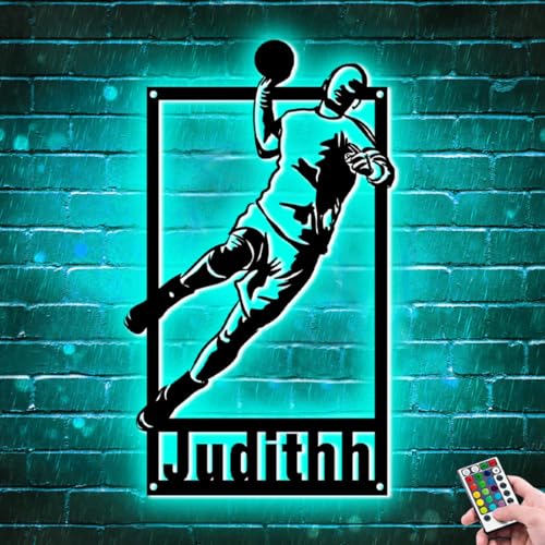 Benutzerdefiniertes Handball-Raumdekor-Schild, personalisiertes Handball-Metallschild mit LED-Licht, Handball-Spielername-Neonschild, Winter-Handball-Sport-Dekor-Wandkunst von ASD Jewerly