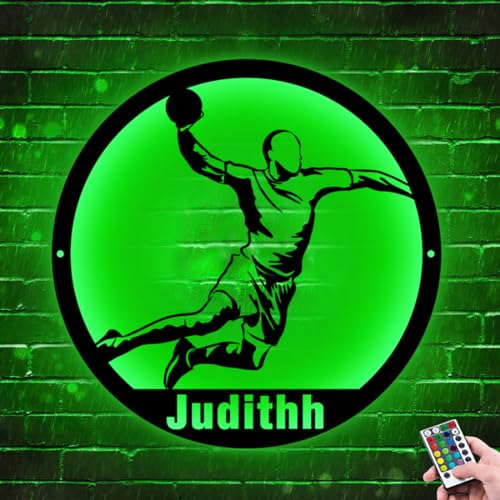 Benutzerdefiniertes Handball-Raumdekor-Schild, personalisiertes Handball-Metallschild mit LED-Licht, Handball-Spielername-Neonschild, Winter-Handball-Sport-Dekor-Wandkunst von ASD Jewerly