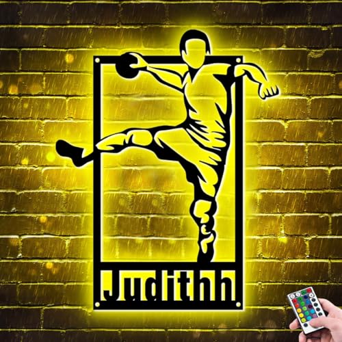 Benutzerdefiniertes Handball-Raumdekor-Schild, personalisiertes Handball-Metallschild mit LED-Licht, Handball-Spielername-Neonschild, Winter-Handball-Sport-Dekor-Wandkunst von ASD Jewerly