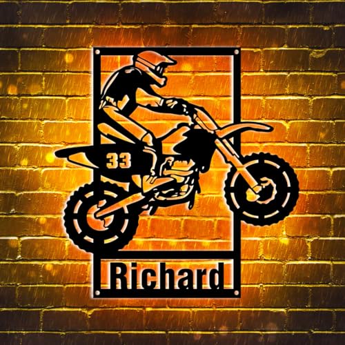 Custom Motocross Rider Decor Neon Schild, personalisiertes Motorrad -Metallschild mit LED -Nachtleuchte -Dekor -Wandkunst, Weihnachtsgeburtstag Geschenk von ASD Jewerly