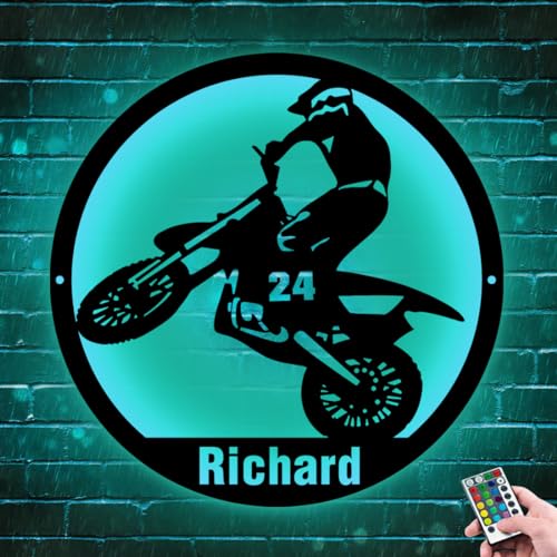 Custom Motocross Rider Decor Neon Schild, personalisiertes Motorrad -Metallschild mit LED -Nachtleuchte -Dekor -Wandkunst, Weihnachtsgeburtstag Geschenk von ASD Jewerly