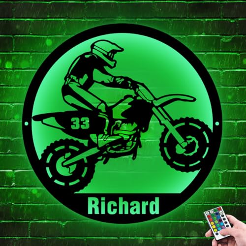 Custom Motocross Rider Decor Neon Schild, personalisiertes Motorrad -Metallschild mit LED -Nachtleuchte -Dekor -Wandkunst, Weihnachtsgeburtstag Geschenk von ASD Jewerly