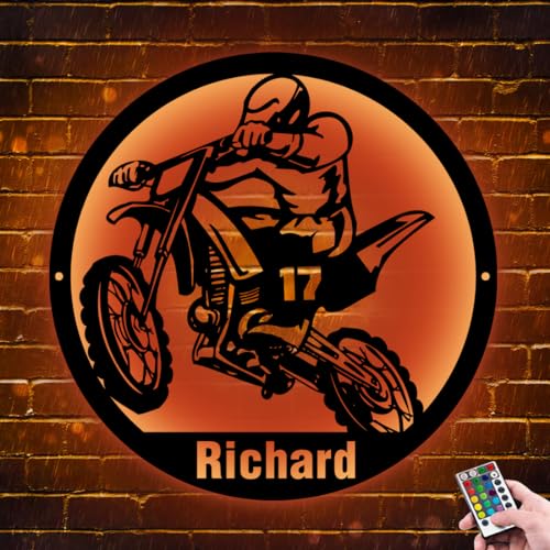 Custom Motocross Rider Decor Neon Schild, personalisiertes Motorrad -Metallschild mit LED -Nachtleuchte -Dekor -Wandkunst, Weihnachtsgeburtstag Geschenk von ASD Jewerly