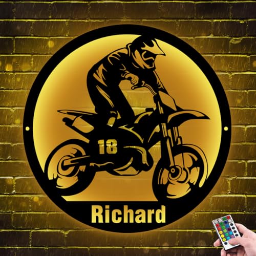 Custom Motocross Rider Decor Neon Schild, personalisiertes Motorrad -Metallschild mit LED -Nachtleuchte -Dekor -Wandkunst, Weihnachtsgeburtstag Geschenk von ASD Jewerly