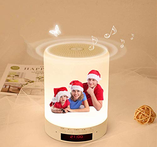 Kundenspezifisches Foto Nachttischlampe Stimmungslicht mit Bluetooth Lautsprecher, USB Wiederaufladbar Smart Touch Control Nachtlicht Musik Spielen Tischlampe für Schlafzimmer Kinder Geschenk von ASD Jewerly