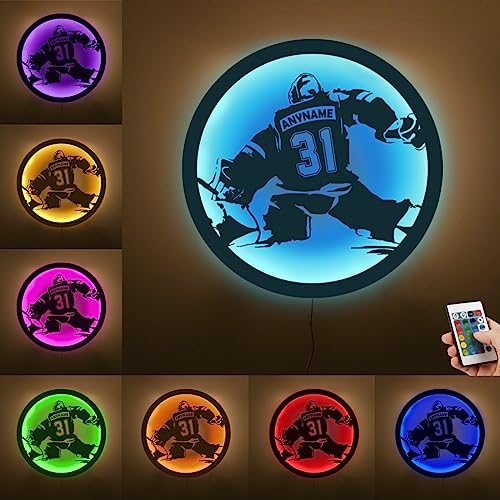 Personalisierte Hockey Metall Zeichen LED Licht, benutzerdefinierter Name für Zahl Hockey Wand Neon Zeichen Lampe Dekor für Schlafzimmer, Weihnachten Geburtstag Kinder Geschenk von ASD Jewerly