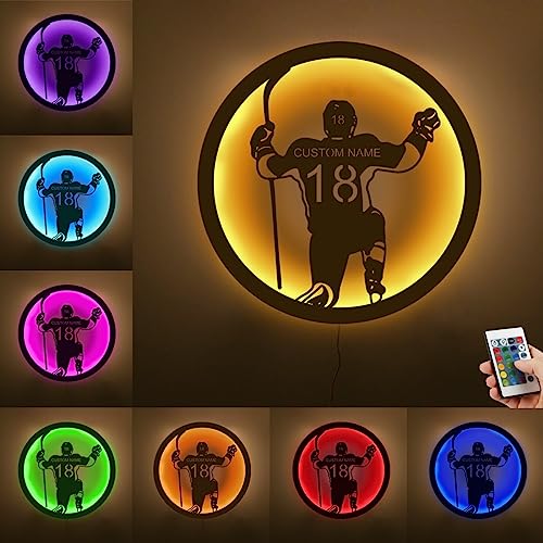 ASD Jewerly Personalisierte Hockey Metall Zeichen LED Licht, benutzerdefinierter Name für Zahl Hockey Wand Neon Zeichen Lampe Dekor für Schlafzimmer, Weihnachten Geburtstag Kinder Geschenk von ASD Jewerly