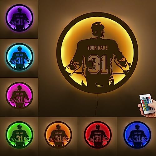 Personalisierte Hockey Metall Zeichen LED Licht, benutzerdefinierter Name für Zahl Hockey Wand Neon Zeichen Lampe Dekor für Schlafzimmer, Weihnachten Geburtstag Kinder Geschenk von ASD Jewerly