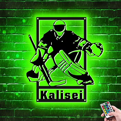 Personalisierte Hockey Metall Zeichen LED Licht, benutzerdefinierter Name für Zahl Hockey Wand Neon Zeichen Lampe Dekor für Schlafzimmer, Weihnachten Geburtstag Kinder Geschenk von ASD Jewerly