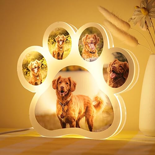 Personalisierte Hund Pfote Foto Licht, benutzerdefinierte Bild Haustier Hund Memorial Foto Nachtlicht für Schlafzimmer,Hund Verlust Gedächtnis Geschenk für Haustier Liebhaber Weihnachten (dog paw 1) von ASD Jewerly