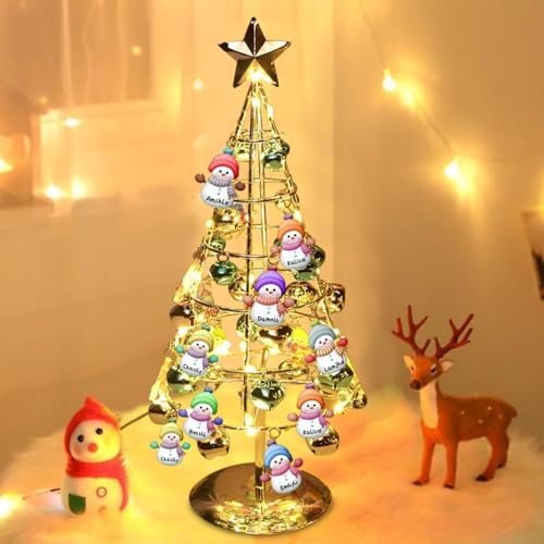 ASD Jewerly Personalisierter Schneemann Kristall Weihnachtsbaum mit LED-Lichtern, 40 cm, Metall, Weihnachtsbaum mit Lichtern von ASD Jewerly