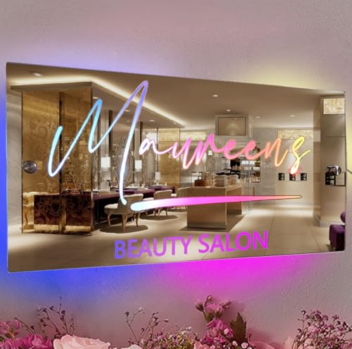 Personalisierte Schönheitssalon Shop LED Name Spiegel Licht Benutzerdefinierte LED Spiegel Namensschild, benutzerdefinierte Name Neon Zeichen Licht Wand Dekor Spiegel für Schlafzimmer, Bar von ASD Jewerly