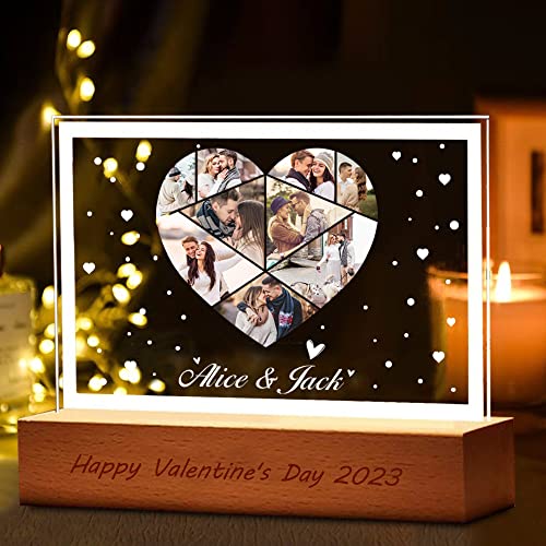 Personalisierte Valentinstag Dekoration Benutzerdefinierte Foto LIEBE Herz Nachtlicht Paar LED Fotolampe Gravierte Bilderrahmen Collage Jubiläum Valentinstag Geburtstagsgeschenke für sie (style 3) von ASD Jewerly