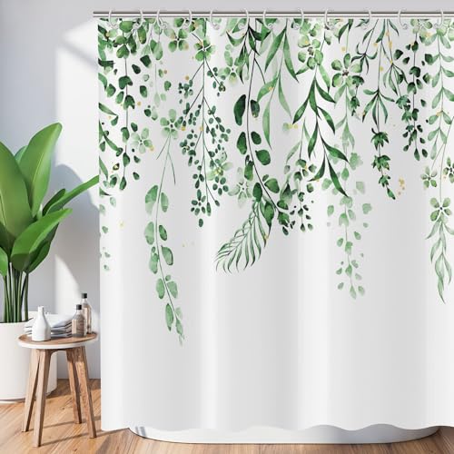 ASDCXZ Blätter Duschvorhang 120x180 cm, Frühling Handgemalt Einfachheit Grün Blätter Gelb Spot Weiß Bad Waschbar Duschvorhänge Polyester Textil Wasserdicht Badevorhang für Badewanne mit 8 Haken ASDCXZ Blätter Duschvorhang 120x180 cm, Frühling Handgemalt Einfachheit Grün Blätter Gelb Spot Weiß Bad Waschbar Duschvorhänge Polyester Textil Wasserdicht Badevorhang für Badewanne mit 8 Haken von ASDCXZ