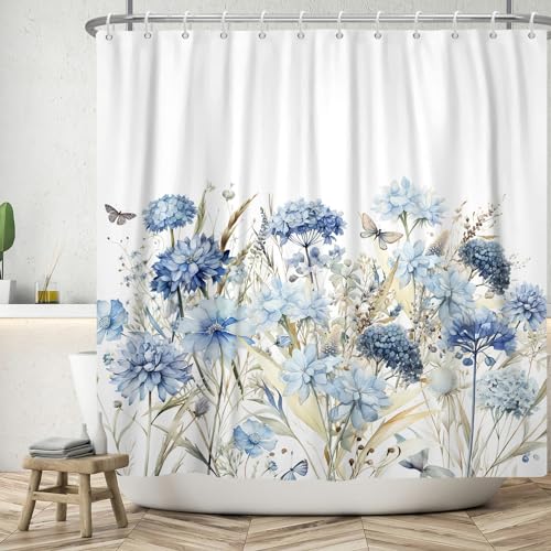 ASDCXZ Blumen Duschvorhang 120x180 cm, Frühling Aquarell Blau Hortensienblume Grün Blätter Schmetterling Bad Waschbar Duschvorhänge Polyester Textil Wasserdicht Badevorhang für Badewanne mit 8 Haken ASDCXZ Blumen Duschvorhang 120x180 cm, Frühling Aquarell Blau Hortensienblume Grün Blätter Schmetterling Bad Waschbar Duschvorhänge Polyester Textil Wasserdicht Badevorhang für Badewanne mit 8 Haken von ASDCXZ