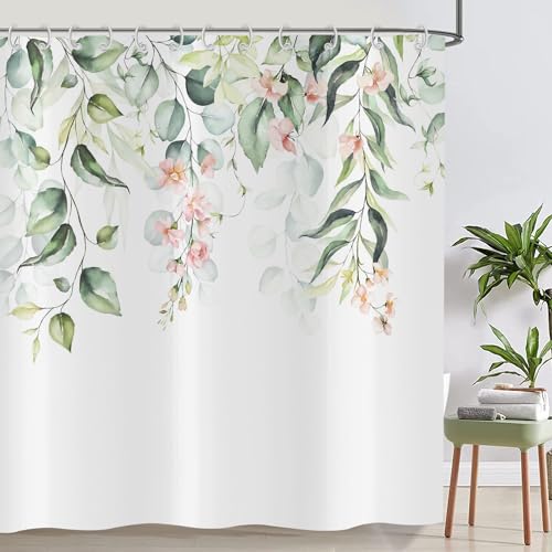 ASDCXZ Blumen Duschvorhang 180x220 cm, Frühling Einfachheit Rose Blumen Grün Blätter Weiß Bad Waschbar Duschvorhänge Polyester Textil Wasserdicht Badevorhang für Badewanne mit 12 Haken ASDCXZ Blumen Duschvorhang 180x220 cm, Frühling Einfachheit Rose Blumen Grün Blätter Weiß Bad Waschbar Duschvorhänge Polyester Textil Wasserdicht Badevorhang für Badewanne mit 12 Haken von ASDCXZ