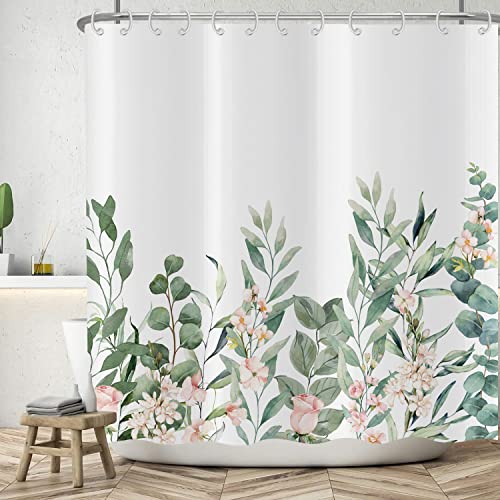 ASDCXZ Blumen Duschvorhang 180x220 cm, Frühling Rose Blumen Grün Blätter Eukalyptusblätter Weiß Bad Waschbar Duschvorhänge Polyester Textil Wasserdicht Badevorhang für Badewanne mit 12 Haken ASDCXZ Blumen Duschvorhang 180x220 cm, Frühling Rose Blumen Grün Blätter Eukalyptusblätter Weiß Bad Waschbar Duschvorhänge Polyester Textil Wasserdicht Badevorhang für Badewanne mit 12 Haken von ASDCXZ