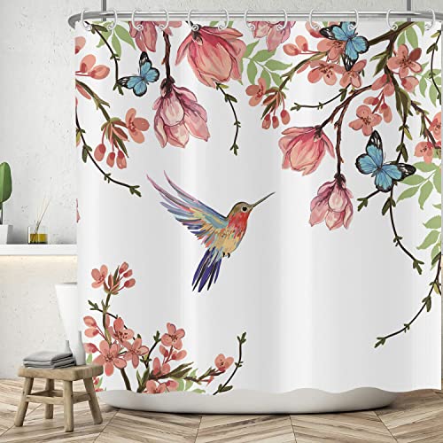 ASDCXZ Blumen Duschvorhang 240x180 cm, Frühling Rose Blumen Grün Blätter Blau Schmetterling Bunt Vogel Bad Waschbar Duschvorhänge Polyester Textil Wasserdicht Badevorhang für Badewanne mit 12 Haken ASDCXZ Blumen Duschvorhang 240x180 cm, Frühling Rose Blumen Grün Blätter Blau Schmetterling Bunt Vogel Bad Waschbar Duschvorhänge Polyester Textil Wasserdicht Badevorhang für Badewanne mit 12 Haken von ASDCXZ