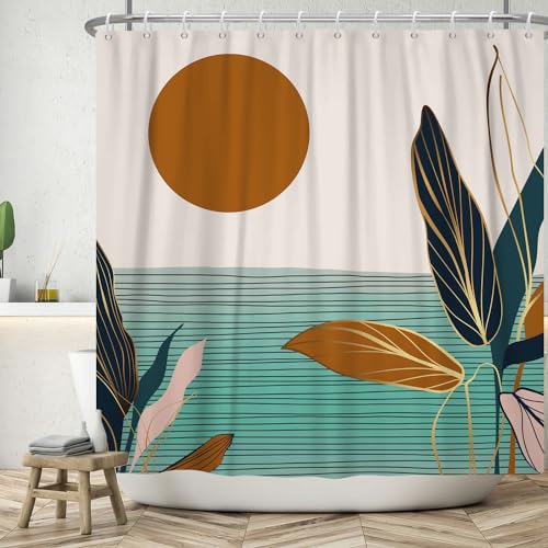 ASDCXZ Boho Duschvorhang 180x180 cm, Moderne Abstrakt Kunst Braun Sonne Blau Gold Blätter Grey Waschbar Bad Duschvorhänge Polyester Textil Wasserdicht Duschvorhang für Badewanne mit 12 Haken ASDCXZ Boho Duschvorhang 180x180 cm, Moderne Abstrakt Kunst Braun Sonne Blau Gold Blätter Grey Waschbar Bad Duschvorhänge Polyester Textil Wasserdicht Duschvorhang für Badewanne mit 12 Haken von ASDCXZ