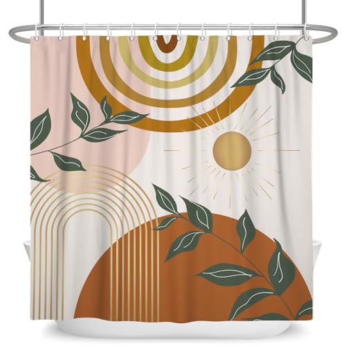 ASDCXZ Boho Duschvorhang 180x200 cm, Modern Abstrakt Gold Sonne Bogen Grün Blätter Beige Waschbar Duschvorhänge Polyester Textil Wasserdicht Anti-Schimmel Duschvorhang für Badewanne mit 12 Haken ASDCXZ Boho Duschvorhang 180x200 cm, Modern Abstrakt Gold Sonne Bogen Grün Blätter Beige Waschbar Duschvorhänge Polyester Textil Wasserdicht Anti-Schimmel Duschvorhang für Badewanne mit 12 Haken von ASDCXZ