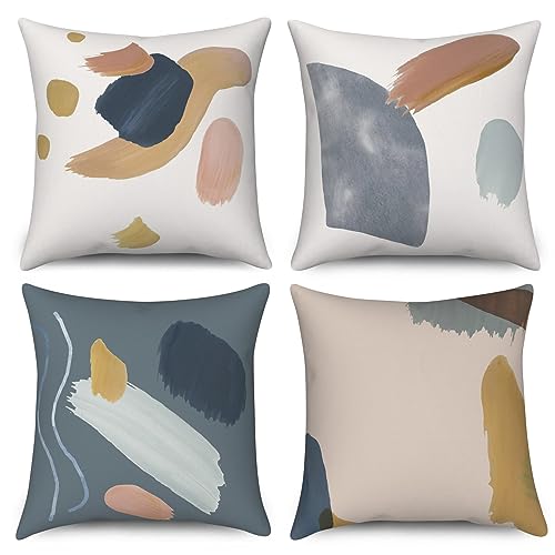 ASDCXZ Boho Kissenbezug 40x40 cm 4er Set, Modern Abstrakt Kunst Boho Style Graffiti Beige Dekokissen Kissenbezüge Kissenhülle Waschbar Polyester Flachs Textil Polster Kopfkissenbezug Kissen Bezug von ASDCXZ