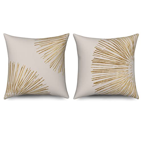 ASDCXZ Boho Kissenbezug 45x45 cm 2er Set, Modern Boho Style Gold Linie Beige Sofa Kissen Bezug Dekokissen Kissenbezüge Kissenhülle Waschbar Polyester Flachs Textil Outdoor Polster Kopfkissenbezug ASDCXZ Boho Kissenbezug 45x45 cm 2er Set, Modern Boho Style Gold Linie Beige Sofa Kissen Bezug Dekokissen Kissenbezüge Kissenhülle Waschbar Polyester Flachs Textil Outdoor Polster Kopfkissenbezug von ASDCXZ
