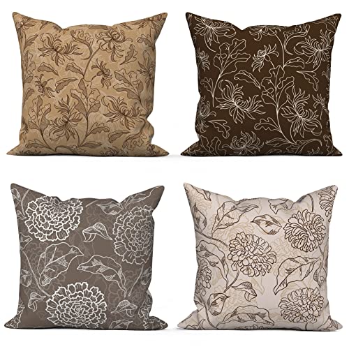ASDCXZ Boho Kissenbezug 45x45 cm 4er Set, Vintage Beige Braun Grau Blume Blätter Sofa Kissen Bezug Dekokissen Kissenbezüge Kissenhülle Waschbar Polyester Flachs Textil Outdoor Polster Kopfkissenbezug ASDCXZ Boho Kissenbezug 45x45 cm 4er Set, Vintage Beige Braun Grau Blume Blätter Sofa Kissen Bezug Dekokissen Kissenbezüge Kissenhülle Waschbar Polyester Flachs Textil Outdoor Polster Kopfkissenbezug von ASDCXZ