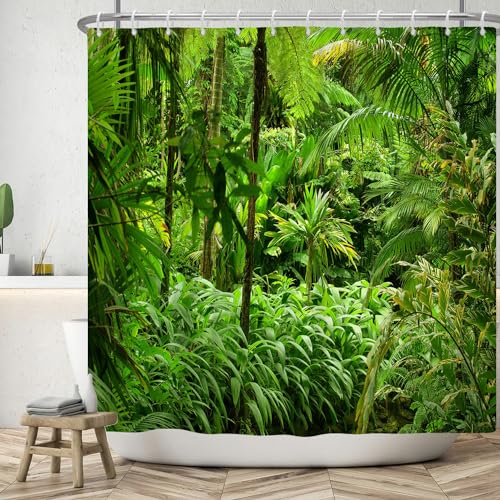 ASDCXZ Dschungel Duschvorhang 180x180 cm, Natürlich Landschaft Grün Dschungel Wald Tropisch Pflanze Bad Waschbar Duschvorhänge Polyester Textil Wasserdicht Badevorhang für Badewanne mit 12 Haken ASDCXZ Dschungel Duschvorhang 180x180 cm, Natürlich Landschaft Grün Dschungel Wald Tropisch Pflanze Bad Waschbar Duschvorhänge Polyester Textil Wasserdicht Badevorhang für Badewanne mit 12 Haken von ASDCXZ