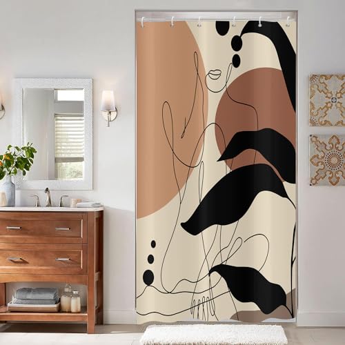 ASDCXZ Boho Style Duschvorhang 90x180 cm, Modern Abstrakt Kunst Boho Mädchen Körper Linie Bad Waschbar Duschvorhänge Polyester Textil Wasserdicht Duschvorhang für Badewanne mit 6 Haken von ASDCXZ