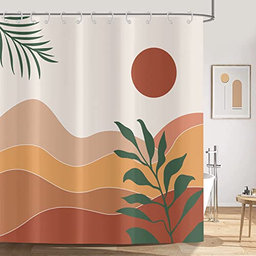 ASDCXZ Duschvorhang Boho Style 180x240 cm, Modern Abstrakt Kunst Boho Grün Blätter Sonne Hügel Beige Braun Waschbar Duschvorhänge Textil Wasserdicht Duschvorhang Vorhang für Badewanne mit 12 Haken ASDCXZ Duschvorhang Boho Style 180x240 cm, Modern Abstrakt Kunst Boho Grün Blätter Sonne Hügel Beige Braun Waschbar Duschvorhänge Textil Wasserdicht Duschvorhang Vorhang für Badewanne mit 12 Haken von ASDCXZ