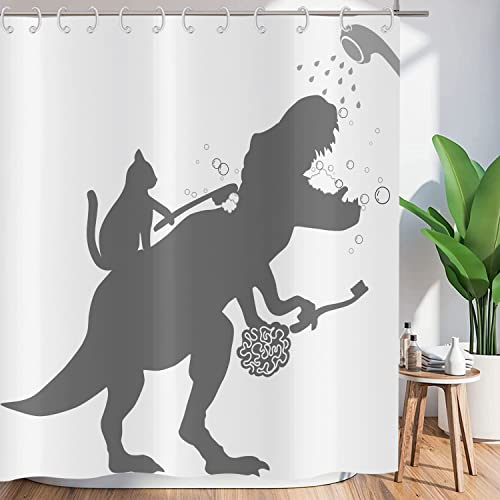 ASDCXZ Duschvorhang Lustig 90x180 cm, Einfachheit Lustig Katze Dinosaurier Weiß Waschbar Textil Badezimmer Vorhänge Polyester Stoff Wasserdicht Duschvorhänge für Badewanne mit 6 Duschvorhang Hake ASDCXZ Duschvorhang Lustig 90x180 cm, Einfachheit Lustig Katze Dinosaurier Weiß Waschbar Textil Badezimmer Vorhänge Polyester Stoff Wasserdicht Duschvorhänge für Badewanne mit 6 Duschvorhang Hake von ASDCXZ
