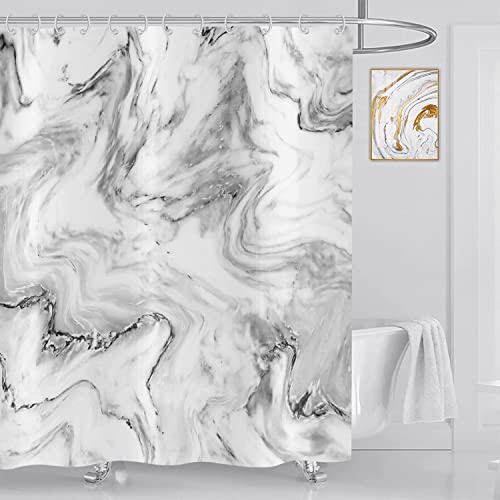 ASDCXZ Duschvorhang Marmor 165x180 cm, Modern Abstrakt Grau Schwarz Weiß Marmor Optik Textur Waschbar Stoff Bad Duschvorhänge Polyester Textil Wasserdicht Duschvorhang für Badewanne mit 12 Hake von ASDCXZ