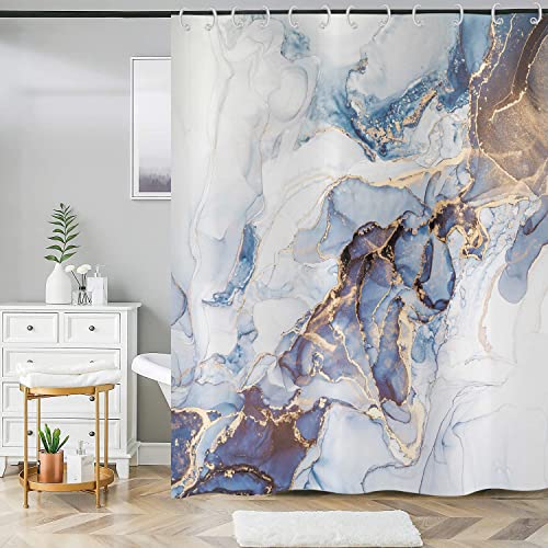 ASDCXZ Marmor Duschvorhang 180x180 cm, Modern Abstrakt Kunst Blau Gold Weiß Marmor Optik Textur Bad Waschbar Duschvorhänge Polyester Textil Wasserdicht Badevorhang für Badewanne mit 12 Haken ASDCXZ Marmor Duschvorhang 180x180 cm, Modern Abstrakt Kunst Blau Gold Weiß Marmor Optik Textur Bad Waschbar Duschvorhänge Polyester Textil Wasserdicht Badevorhang für Badewanne mit 12 Haken von ASDCXZ