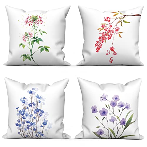 ASDCXZ Frühling Kissenbezug 50x50 cm 4er Set, Frisch Lila Blume Weiß Sofa Kissen Dekokissen Kissenbezüge Kissenhülle Waschbar Polyester Flachs Textil Outdoor Polster Kopfkissenbezug Kissen Bezug ASDCXZ Frühling Kissenbezug 50x50 cm 4er Set, Frisch Lila Blume Weiß Sofa Kissen Dekokissen Kissenbezüge Kissenhülle Waschbar Polyester Flachs Textil Outdoor Polster Kopfkissenbezug Kissen Bezug von ASDCXZ