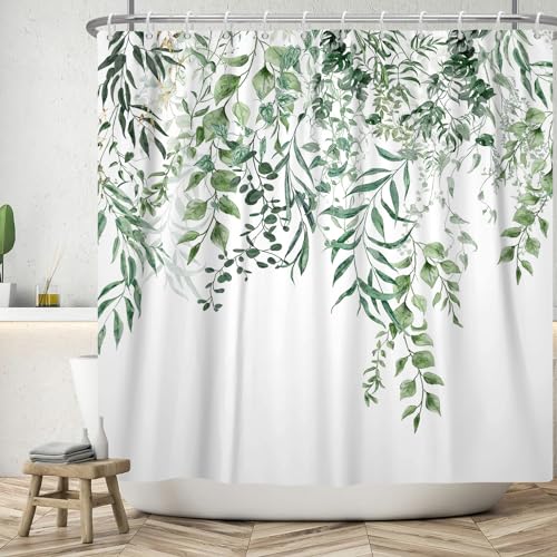 ASDCXZ Grün Blätter Duschvorhang 240x180 cm, Frühling Handgemalt Grün Gold Blätter Pflanzen Waschbar Duschvorhänge Polyester Stoff Wasserdicht Anti Schimmel Duschvorhang für Badewanne mit 12 Haken ASDCXZ Grün Blätter Duschvorhang 240x180 cm, Frühling Handgemalt Grün Gold Blätter Pflanzen Waschbar Duschvorhänge Polyester Stoff Wasserdicht Anti Schimmel Duschvorhang für Badewanne mit 12 Haken von ASDCXZ