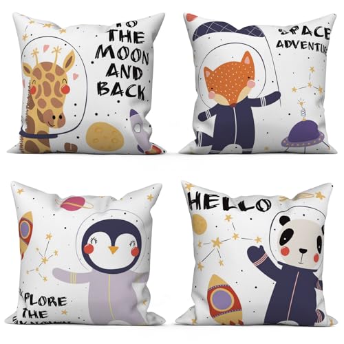 ASDCXZ Kinder Kissenbezug 45x45 cm 4er Set, Niedlich Tier Giraffe Fuchs Panda Pinguin Sofa Dekokissen Kissenbezüge Kissenhülle Waschbar Polyester Flachs Textil Outdoor Kopfkissenbezug Kissen Bezug ASDCXZ Kinder Kissenbezug 45x45 cm 4er Set, Niedlich Tier Giraffe Fuchs Panda Pinguin Sofa Dekokissen Kissenbezüge Kissenhülle Waschbar Polyester Flachs Textil Outdoor Kopfkissenbezug Kissen Bezug von ASDCXZ