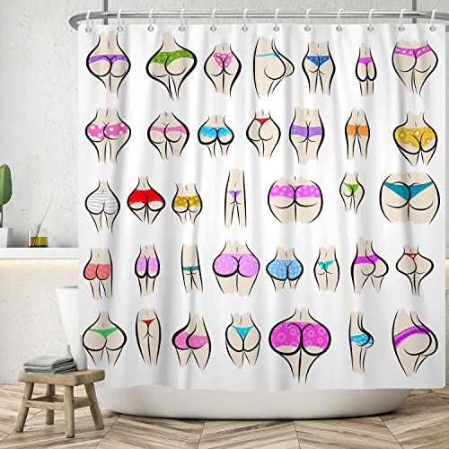 ASDCXZ Lustig Duschvorhang 150x180 cm, Lustig Bunt Hintern Kurve Muster Weiß Bad Waschbar Duschvorhänge Polyester Textil Wasserdicht Badevorhang für Badewanne mit 12 Haken ASDCXZ Lustig Duschvorhang 150x180 cm, Lustig Bunt Hintern Kurve Muster Weiß Bad Waschbar Duschvorhänge Polyester Textil Wasserdicht Badevorhang für Badewanne mit 12 Haken von ASDCXZ