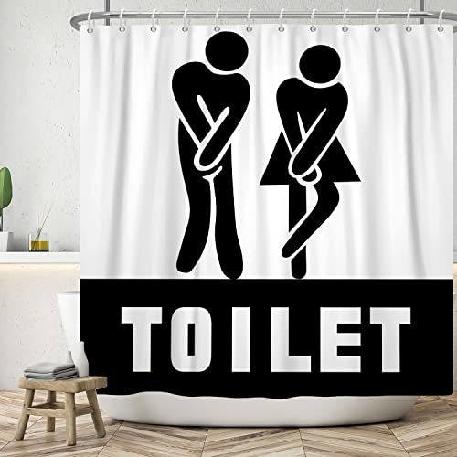 ASDCXZ Lustig Duschvorhang 180x200 cm, Modern Einfachheit WC Zeichen Schwarz Weiß Lustig Bad Waschbar Duschvorhänge Polyester Textil Wasserdicht Badevorhang für Badewanne mit 12 Haken ASDCXZ Lustig Duschvorhang 180x200 cm, Modern Einfachheit WC Zeichen Schwarz Weiß Lustig Bad Waschbar Duschvorhänge Polyester Textil Wasserdicht Badevorhang für Badewanne mit 12 Haken von ASDCXZ