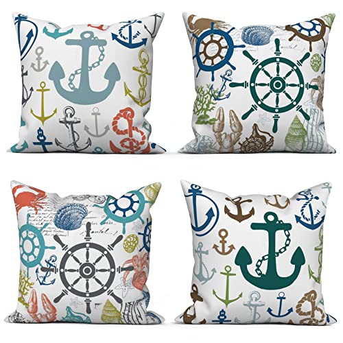 ASDCXZ Maritim Kissenbezug 40x40 cm 4er Set, Maritim Anker Seekompass Schale Weiß Sofa Dekokissen Kissenbezüge Kissenhülle Waschbar Polyester Leinen Textil Polster Kopfkissenbezug Kissen Bezug ASDCXZ Maritim Kissenbezug 40x40 cm 4er Set, Maritim Anker Seekompass Schale Weiß Sofa Dekokissen Kissenbezüge Kissenhülle Waschbar Polyester Leinen Textil Polster Kopfkissenbezug Kissen Bezug von ASDCXZ