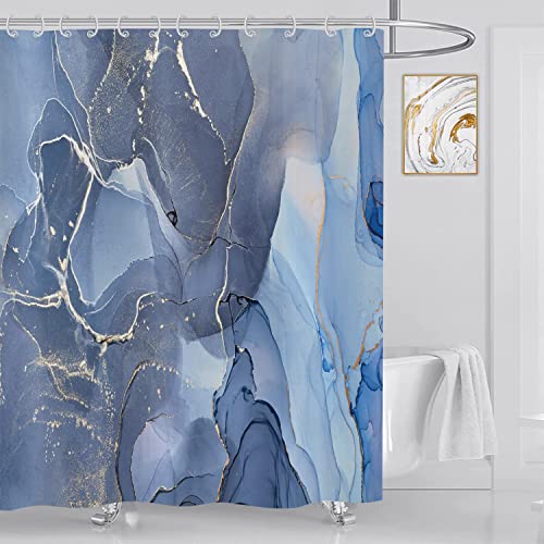 ASDCXZ Duschvorhang Blau Gold Marmor 180x200 cm, Modern Abstrakt Blau Gold Weiß Marmor Optik Textur Waschbar Bad Duschvorhänge Polyester Textil Wasserdicht Duschvorhang für Badewanne mit 12 Hake ASDCXZ Duschvorhang Blau Gold Marmor 180x200 cm, Modern Abstrakt Blau Gold Weiß Marmor Optik Textur Waschbar Bad Duschvorhänge Polyester Textil Wasserdicht Duschvorhang für Badewanne mit 12 Hake von ASDCXZ