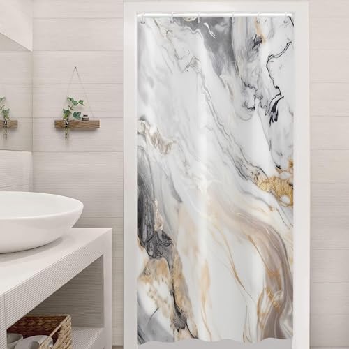 ASDCXZ Marmor Duschvorhang 90x180 cm, Modern Abstrakt Grau Gold Weiß Braun Marmor Optik Textur Waschbar Bad Duschvorhänge Polyester Textil Wasserdicht Duschvorhang für Badewanne mit 6 Haken ASDCXZ Marmor Duschvorhang 90x180 cm, Modern Abstrakt Grau Gold Weiß Braun Marmor Optik Textur Waschbar Bad Duschvorhänge Polyester Textil Wasserdicht Duschvorhang für Badewanne mit 6 Haken von ASDCXZ