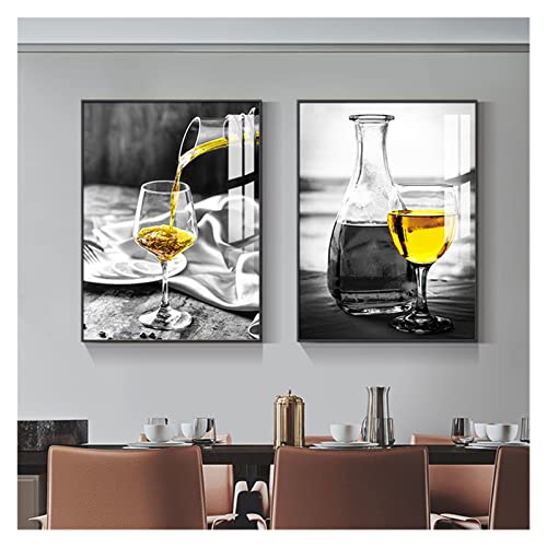 ASDFGHT Moderne Wanddeko, 2 Paar Geschirrmuster Wandbilder Esszimmer Restaurant Wanddekoration Gemälde, 2,5cm Schwarzer Rahmen Aus Aluminiumlegierung (Color : G, Size : 50x70cm) von ASDFGHT