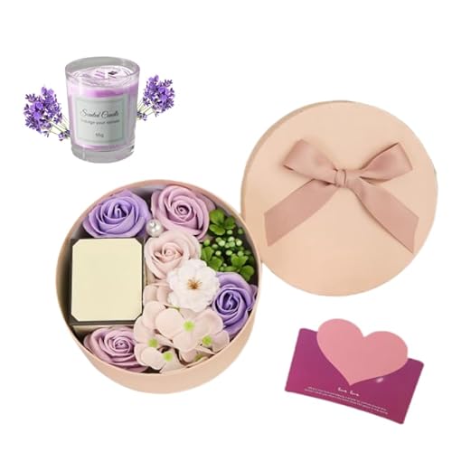 ASDIIT Seifenblume&Duftkerzen Geschenkbox Rose blumen geschenk rosenseife Bad geschenk für Muttertag Jubiläum Geständnis Valentinstag Weihnachten von ASDIIT