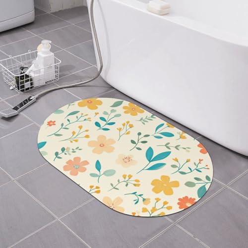 ASDJHFABKY Gänseblümchen Kieselgur Matte Blume Badematte Vorleger Floral Duschmatte Anti-Rutsch Volumen Super saugfähig 40 x 60 cm von ASDJHFABKY