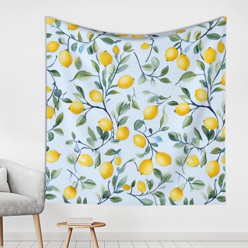 ASDJHFABKY Wandteppich mit Zitronenfrüchten, Baumblättern, Zitrone, Früchte, ästhetischer Wandteppich für Schlafzimmer, ästhetische Dekoration, 150 x 150 cm ASDJHFABKY Wandteppich mit Zitronenfrüchten, Baumblättern, Zitrone, Früchte, ästhetischer Wandteppich für Schlafzimmer, ästhetische Dekoration, 150 x 150 cm von ASDJHFABKY