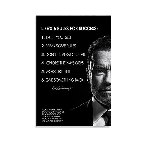 Arnold Schwarzeneggers 6 Regeln für den Erfolg, Grußkarte, Poster, dekoratives Gemälde, Leinwand, Wandkunst, Wohnzimmer, Poster, Schlafzimmer, Malerei, 50 x 75 cm von ASDJJ
