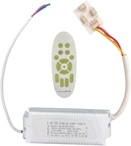 LED Trafo LED Transformator 230V auf 24V LED Treiber Netzteil, kein LED-Flimmern, kein Transformator-Rauschen, LED Niedervolttrafo (SN-RE36-54CW-80CM) von ASDMD