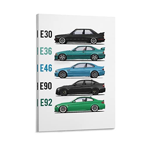 ASDSA Auto-Poster BMW E30 E36 E46 E90 E92 Poster Dekorative Malerei Leinwand Wandkunst Wohnzimmer Poster Schlafzimmer Gemälde 50 x 75 cm von ASDSA